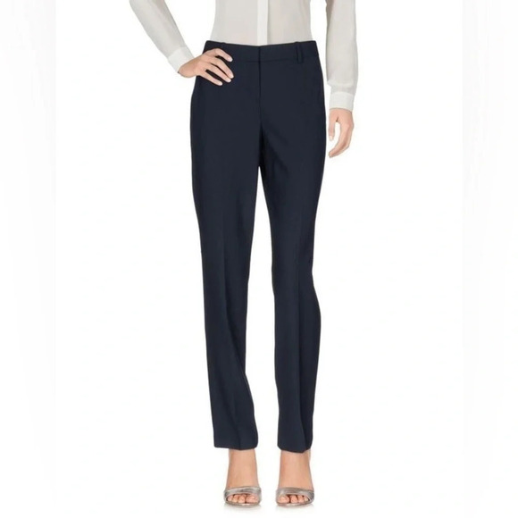 Theory Boyfriend Double Sateen Slim Pant in Navy - Picture 1 of 9